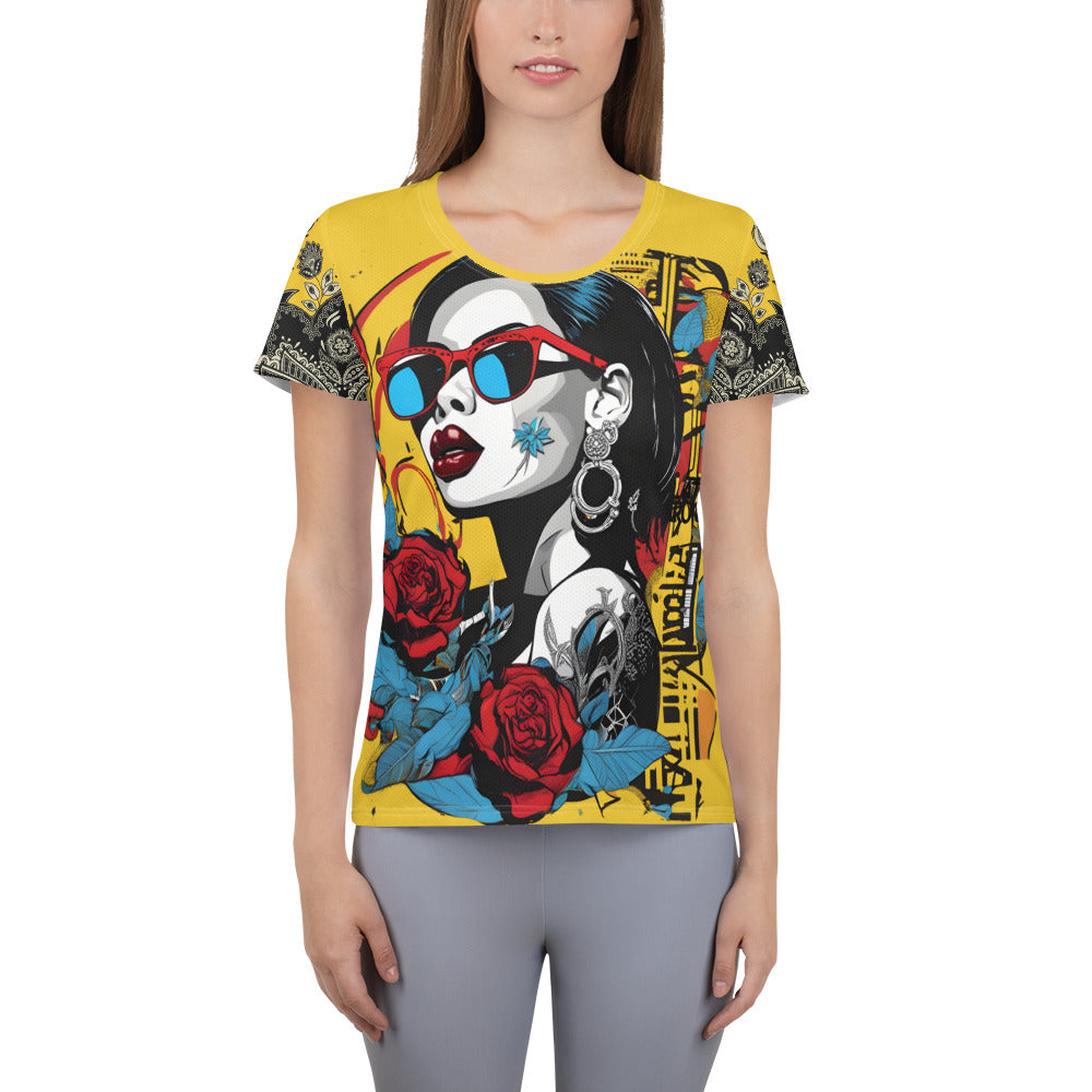 Latina Fashion- Latina Rocks Lipstick and Shades Women's Short Sleeve Shirt