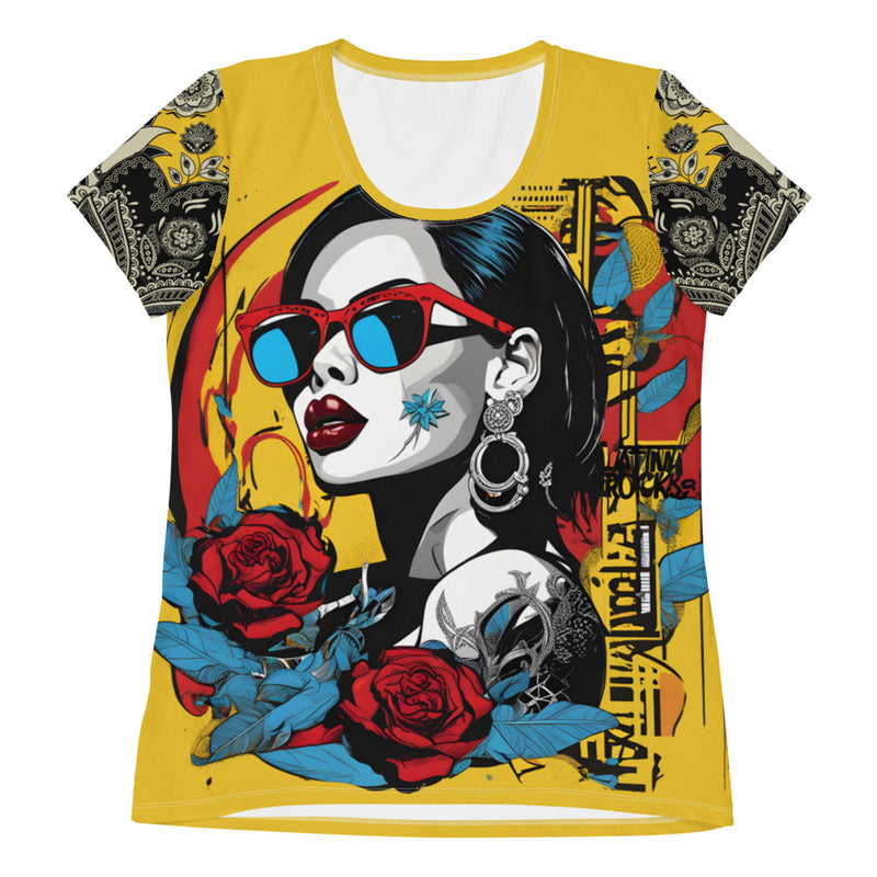 Latina Fashion- Latina Rocks Lipstick and Shades Women's Short Sleeve Shirt