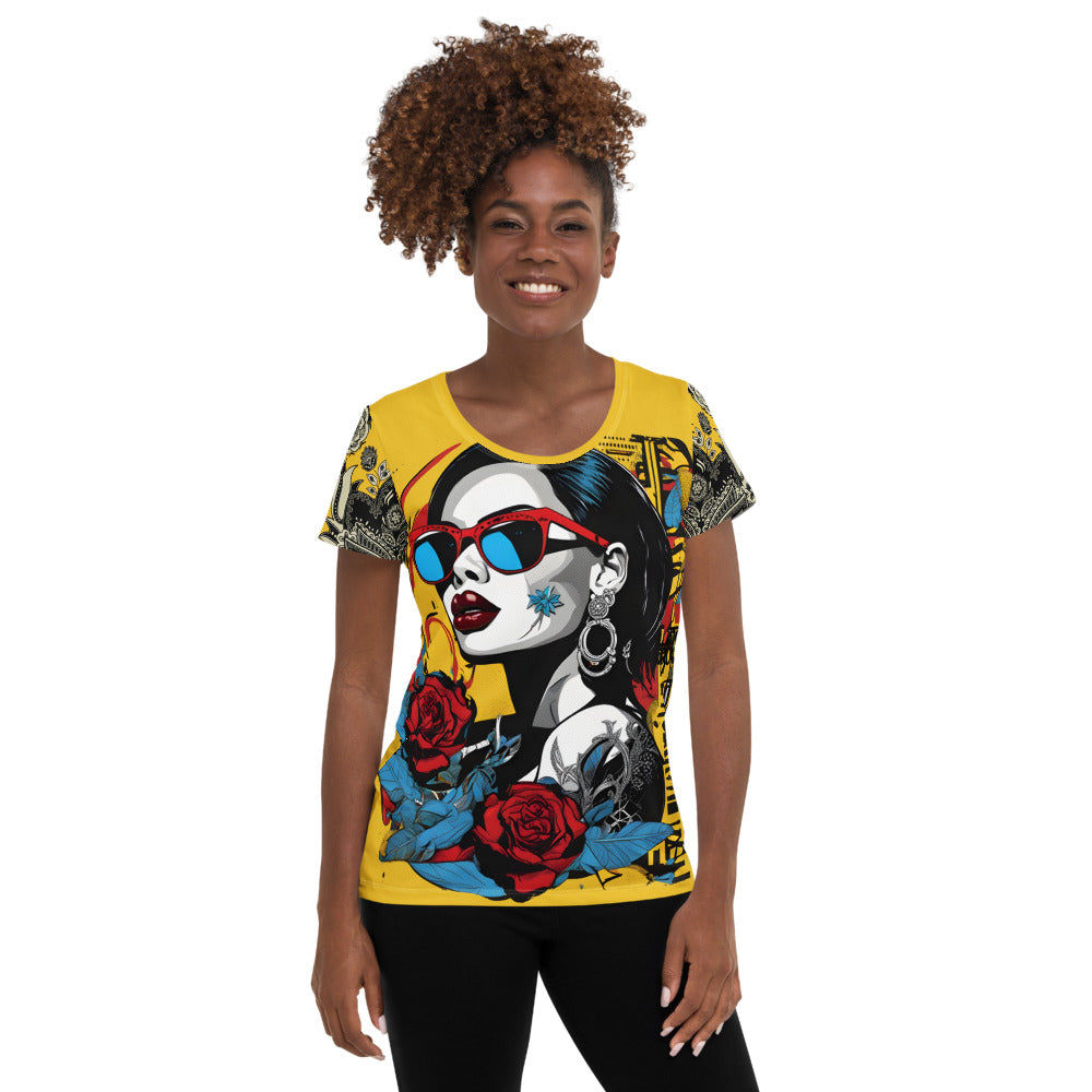 Latina Fashion- Latina Rocks Lipstick and Shades Women's Short Sleeve Shirt