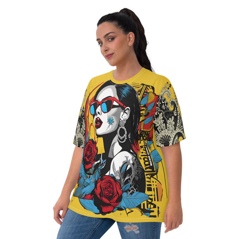 Latina Fashion- Latina Rocks Lipstick and Shades Women's Short Sleeve Shirt