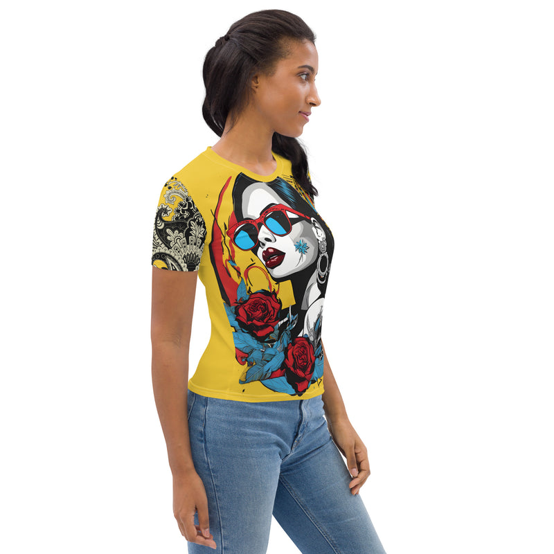 Latina Fashion- Latina Rocks Lipstick and Shades Women's Short Sleeve Shirt