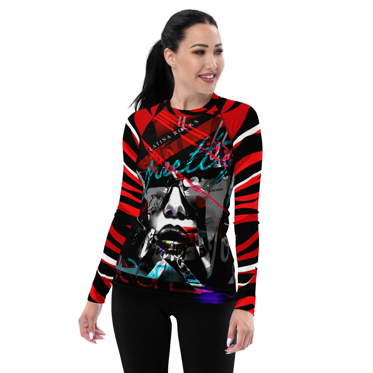 Latina Fashion- Latina Rocks Red Animal Long Sleeve Women's Shirt