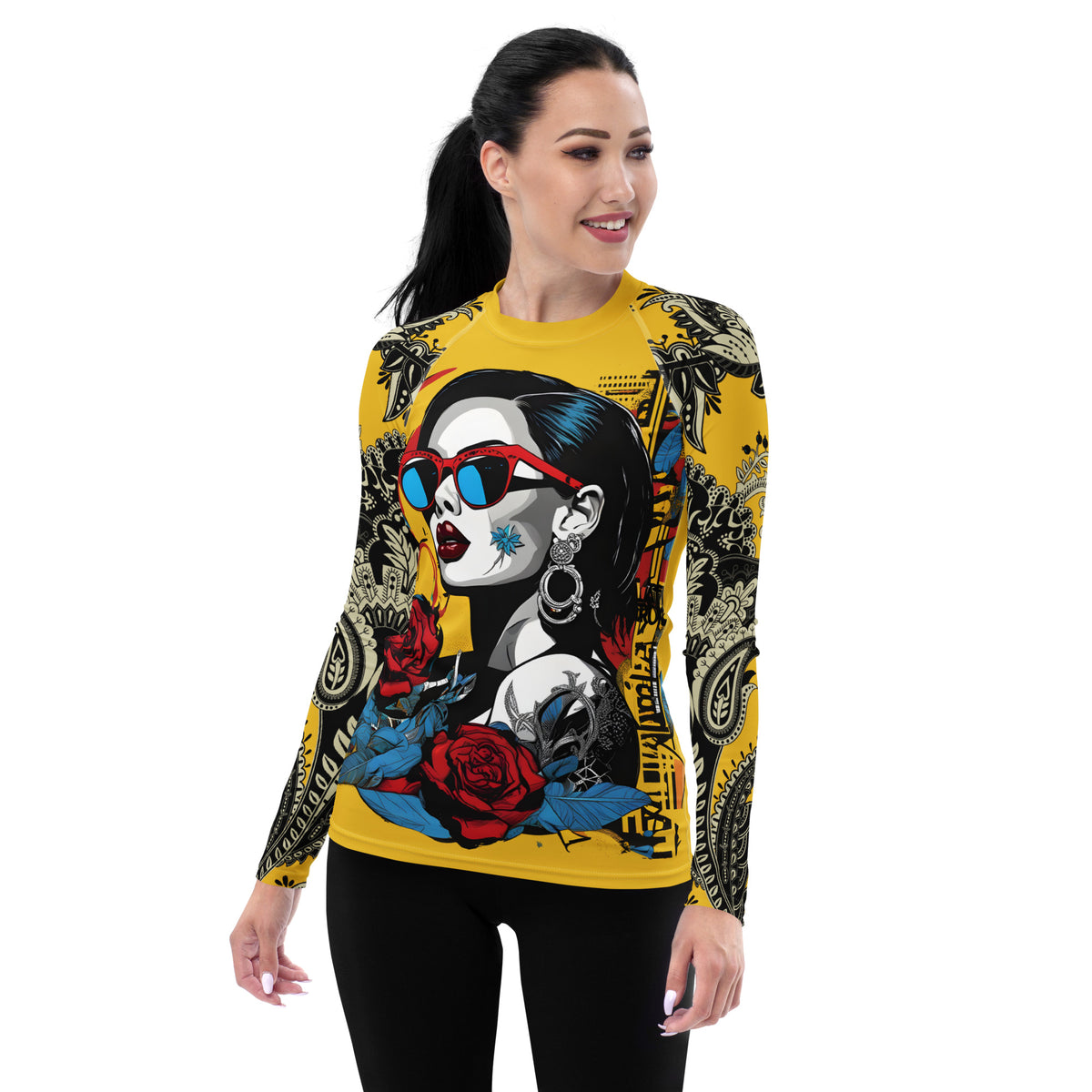 Latina Fashion- Latina Rocks Lipstick and Shades Women's Long Sleeve Shirt