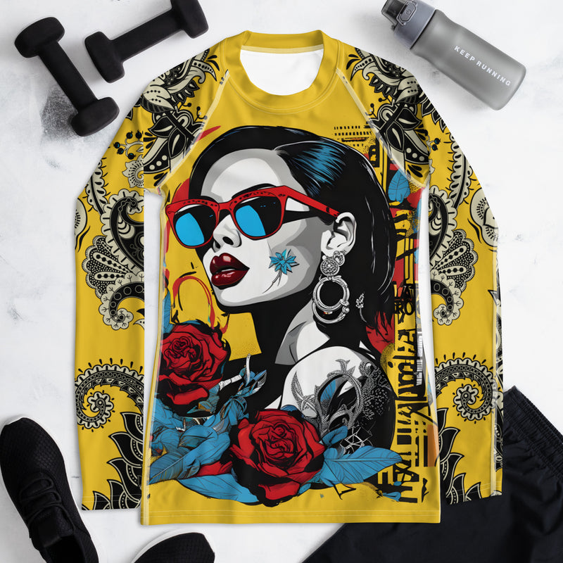 Latina Fashion- Latina Rocks Lipstick and Shades Women's Long Sleeve Shirt