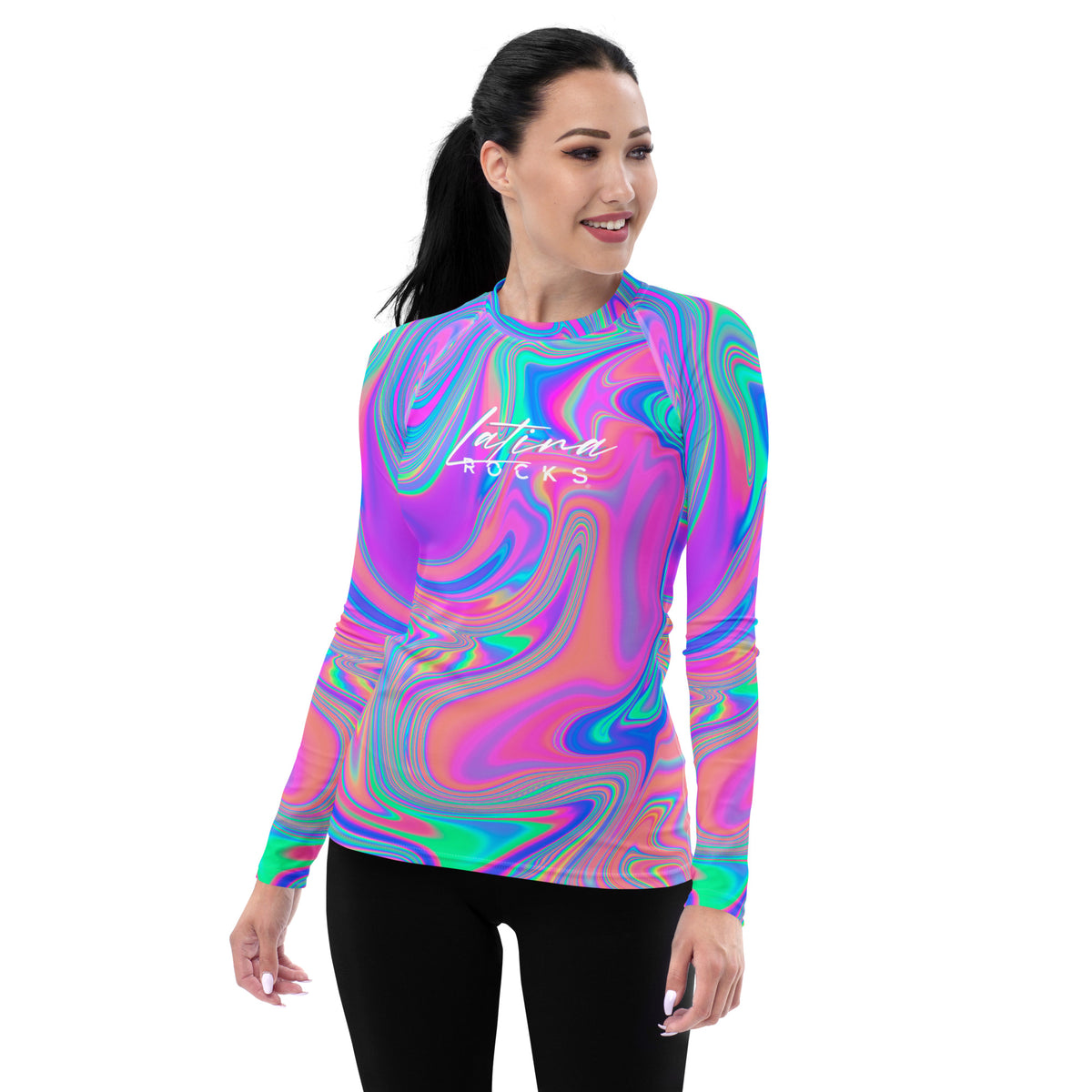 Latina Fashion- Latina Rocks Holographic Long Sleeve Shirt