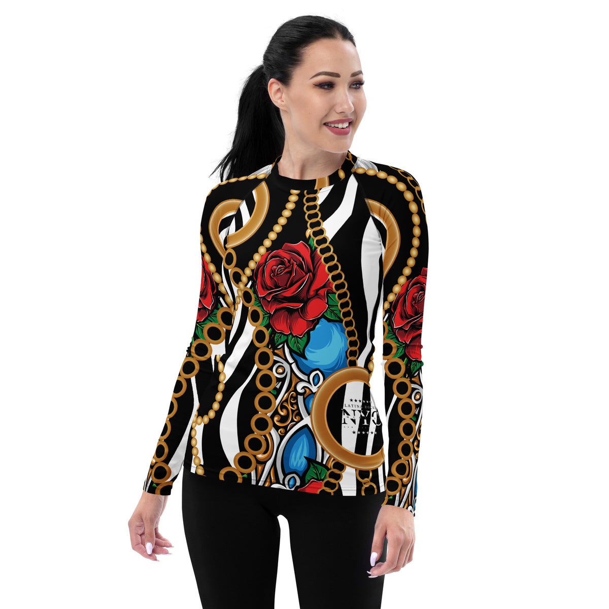 Latina Fashion- Latina Rocks Pearls and Roses Women's Long Sleeve Shirt