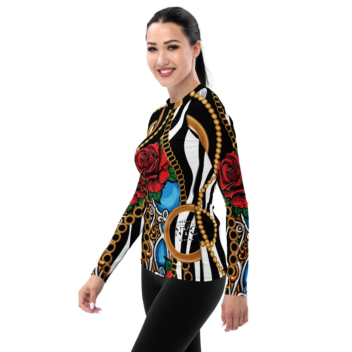 Latina Fashion- Latina Rocks Pearls and Roses Women's Long Sleeve Shirt