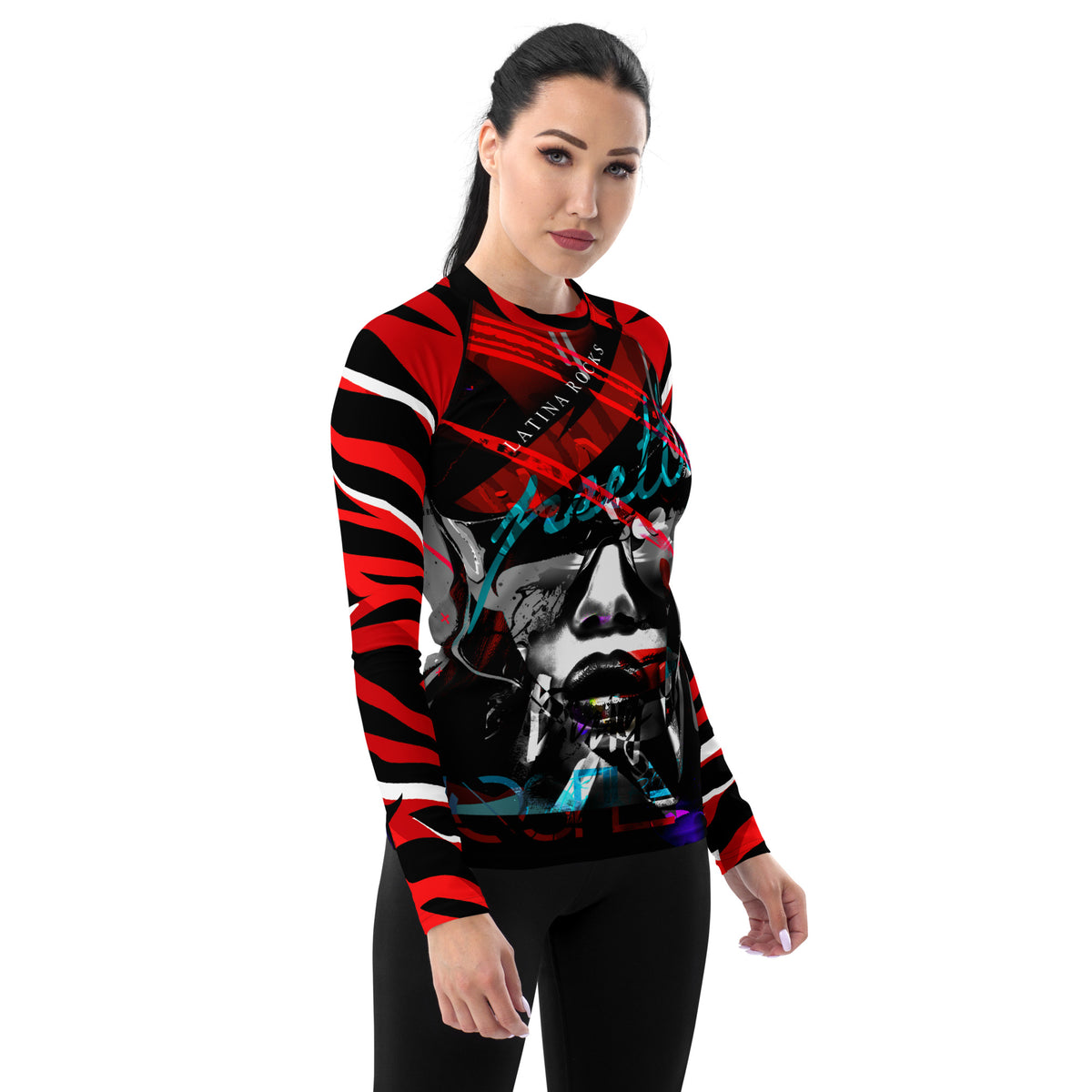 Latina Fashion- Latina Rocks Red Animal Long Sleeve Women's Shirt