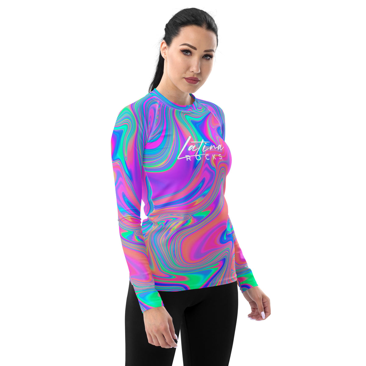 Latina Fashion- Latina Rocks Holographic Long Sleeve Shirt