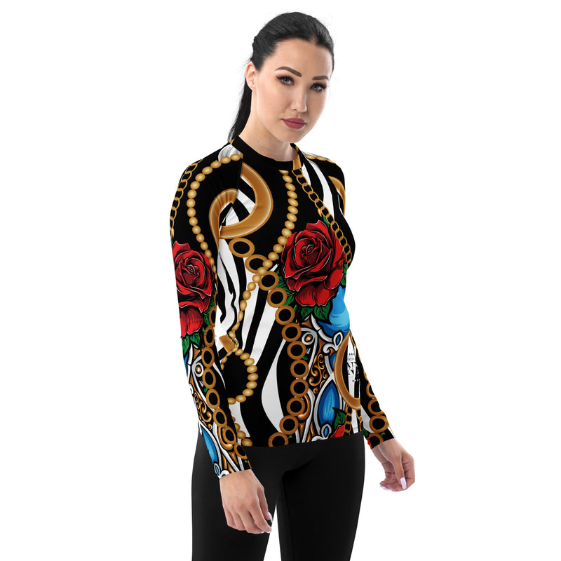 Latina Fashion- Latina Rocks Pearls and Roses Women's Long Sleeve Shirt