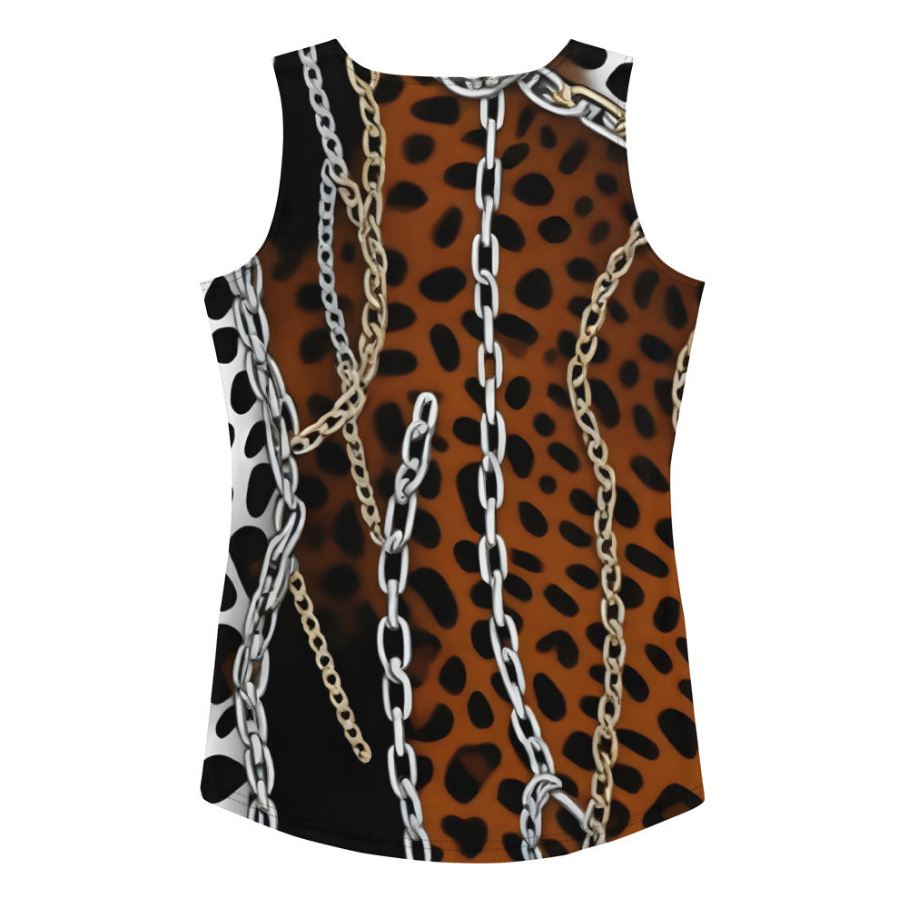 Latina Fashion- Latina Rocks Animal Print and Chains Tank Top