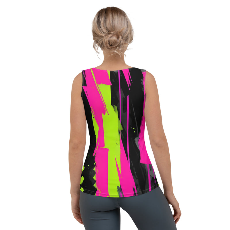 Latina Fashion- Latina Rocks Pink/Green Color Chaos Tank Top