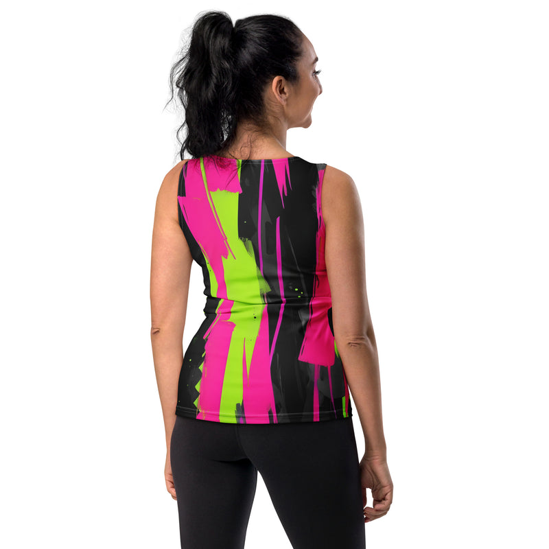 Latina Fashion- Latina Rocks Pink/Green Color Chaos Tank Top