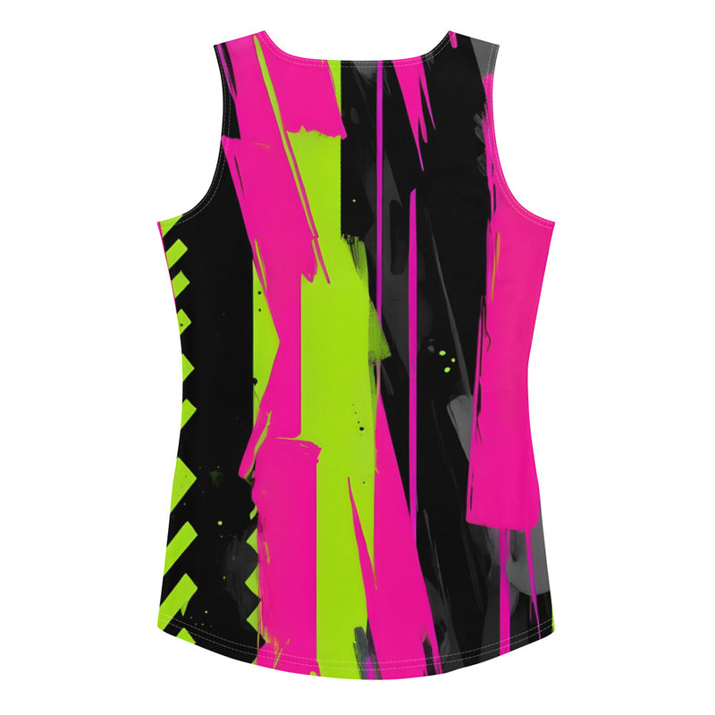 Latina Fashion- Latina Rocks Pink/Green Color Chaos Tank Top