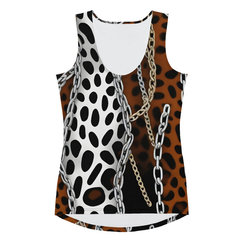 Latina Fashion- Latina Rocks Animal Print and Chains Tank Top