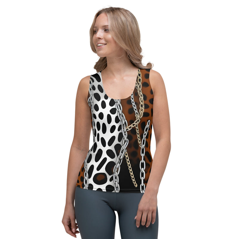 Latina Fashion- Latina Rocks Animal Print and Chains Tank Top