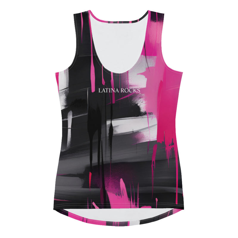 Latina Fashion- Latina Rocks Pink Brush Strokes Tank Top