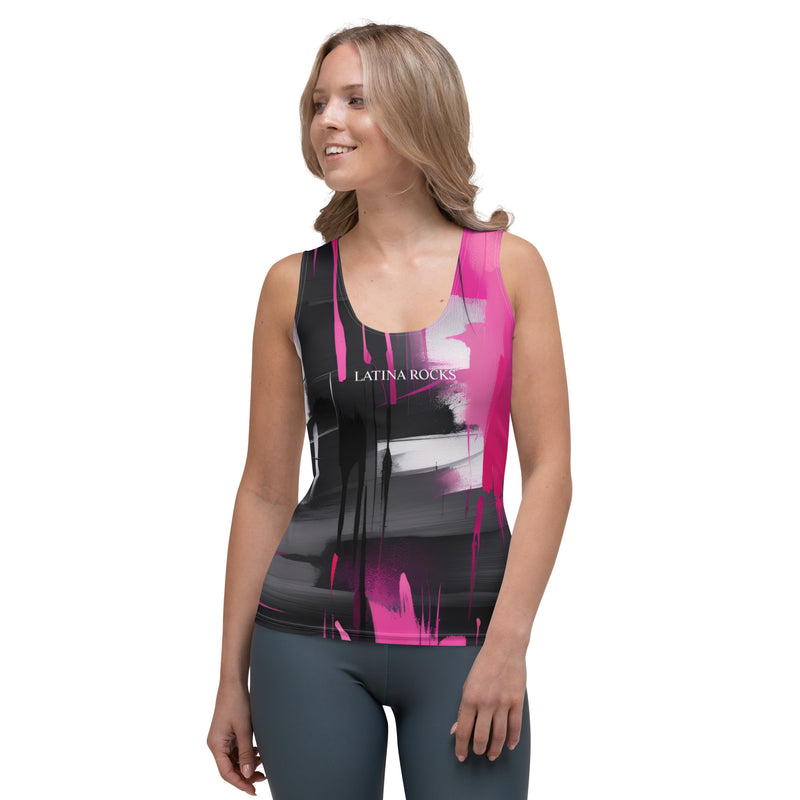 Latina Fashion- Latina Rocks Pink Brush Strokes Tank Top