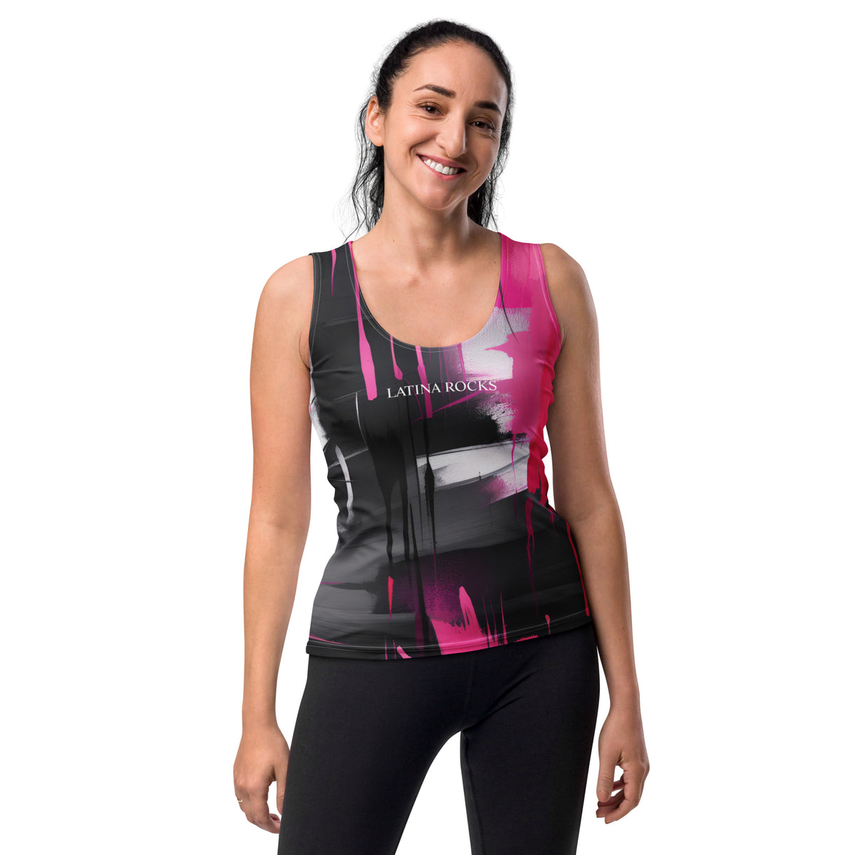 Latina Fashion- Latina Rocks Pink Brush Strokes Tank Top