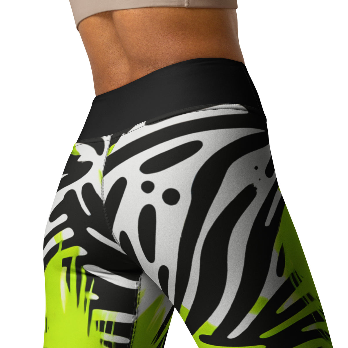 Latina Rocks Neon Green Zebra Print Yoga Leggings