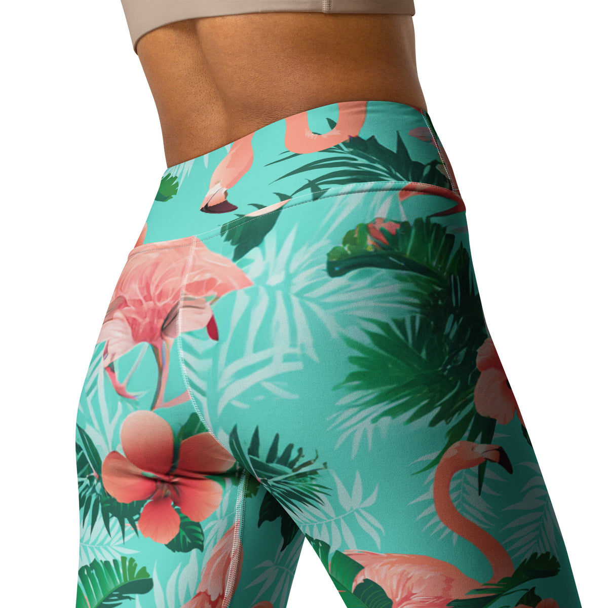 Latina Rocks Pink Flamingo Caribbean Yoga Leggings