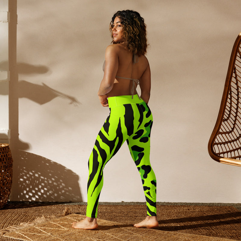 Latina Rocks Lime Green Animal Print Yoga Leggings