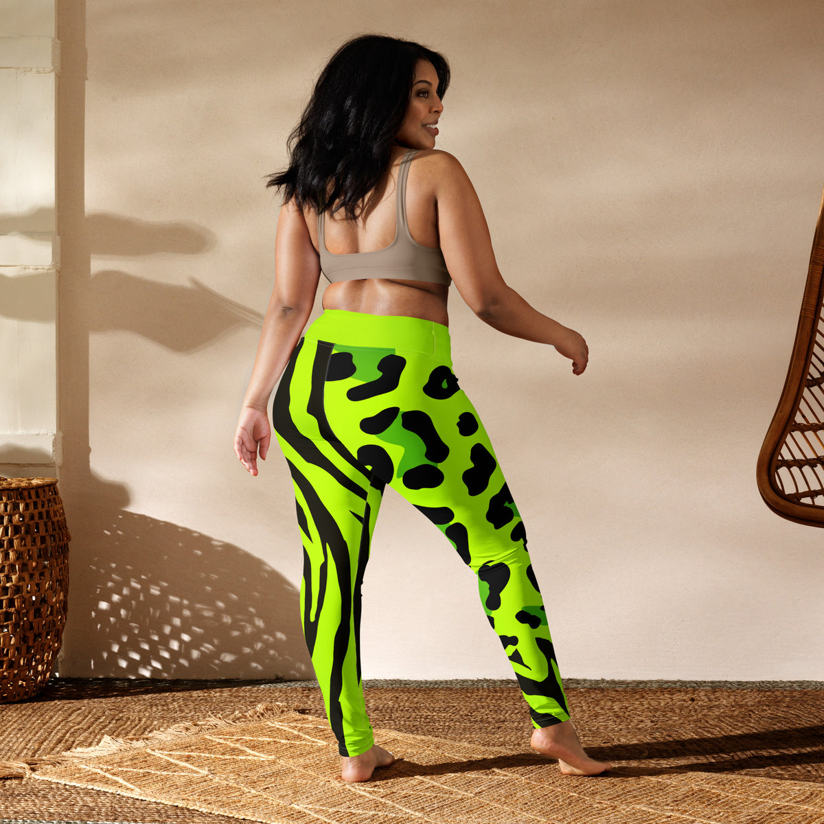 Latina Rocks Lime Green Animal Print Yoga Leggings