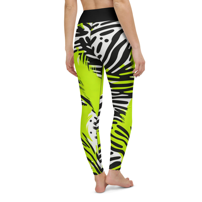 Latina Rocks Neon Green Zebra Print Yoga Leggings