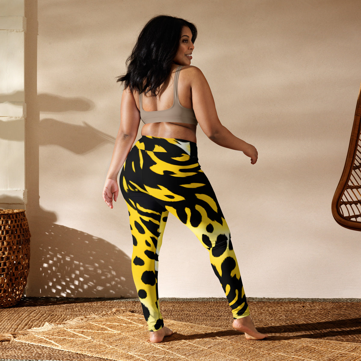 Latina Rocks Yellow Tiger Print Vibes Yoga Leggings