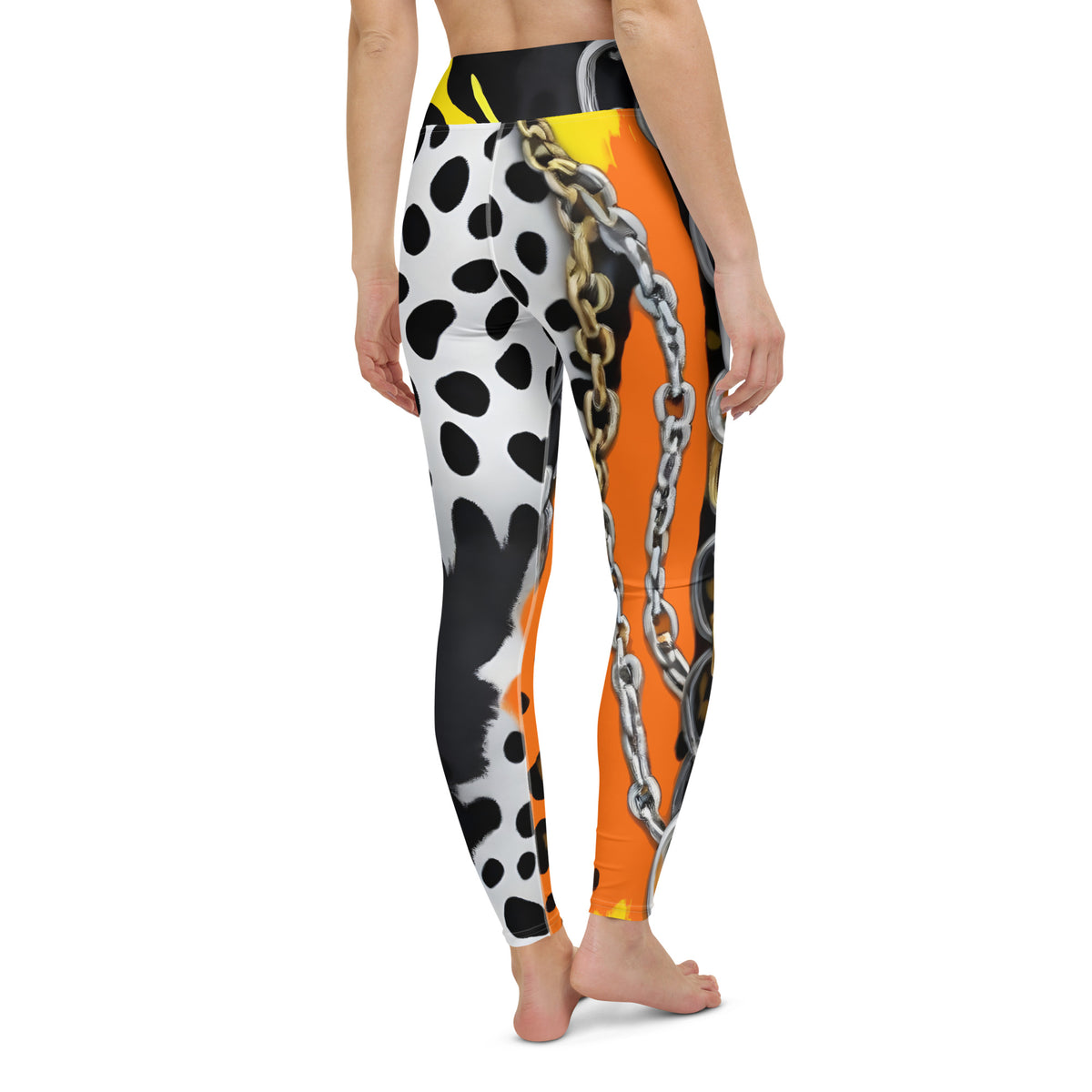 Latina Rocks Orange Animal Print and Chains Yoga Leggings