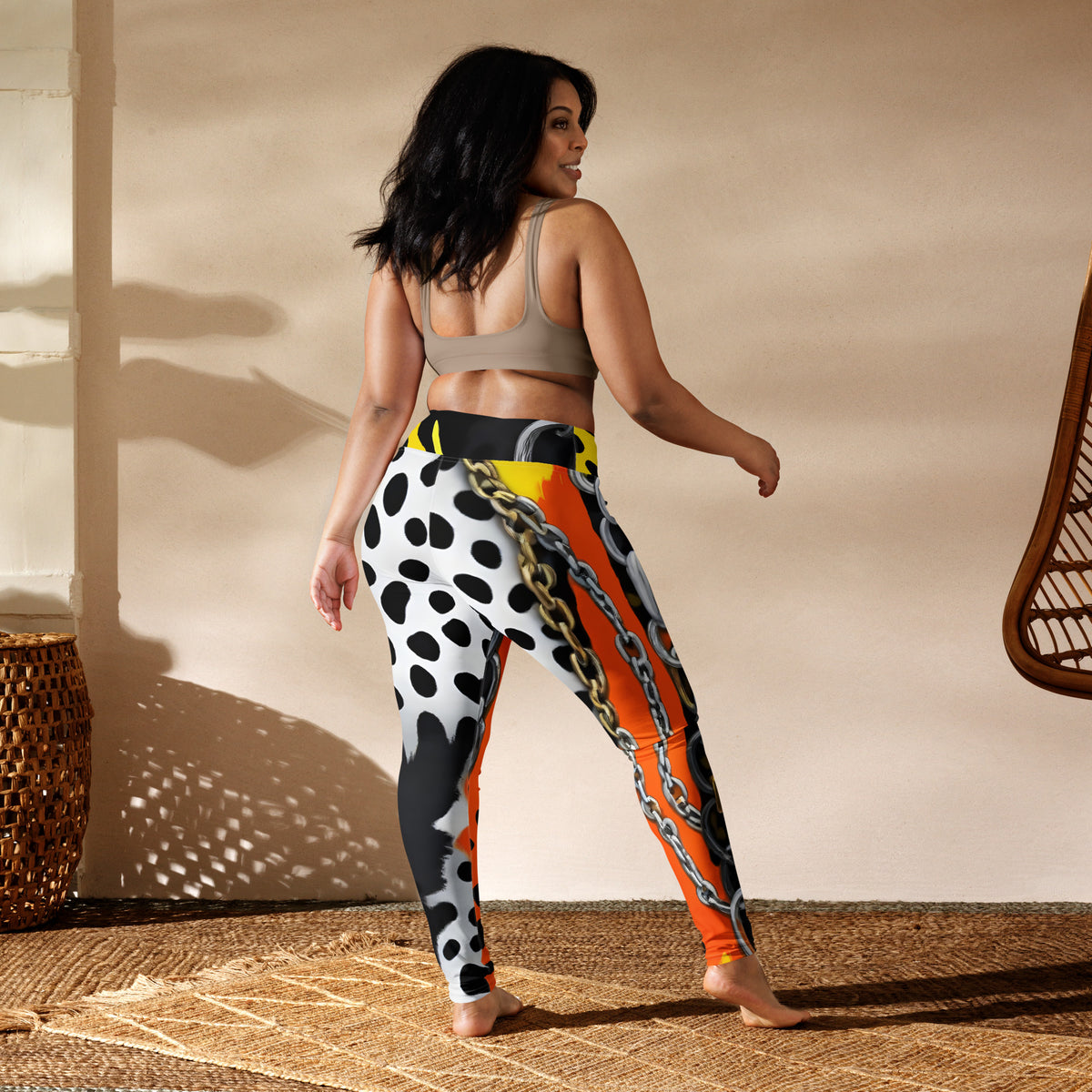 Latina Rocks Orange Animal Print and Chains Yoga Leggings