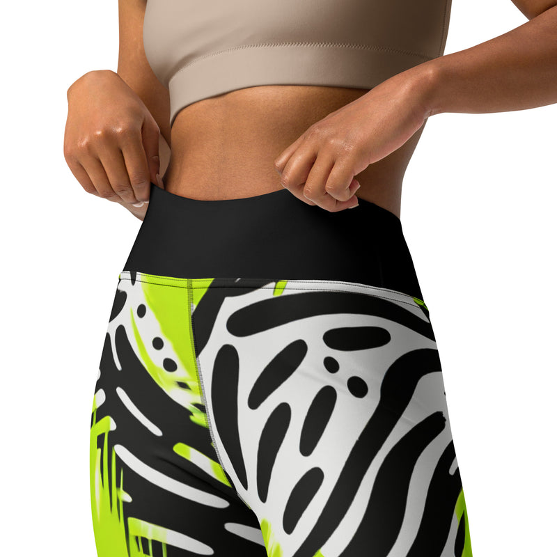 Latina Rocks Neon Green Zebra Print Yoga Leggings