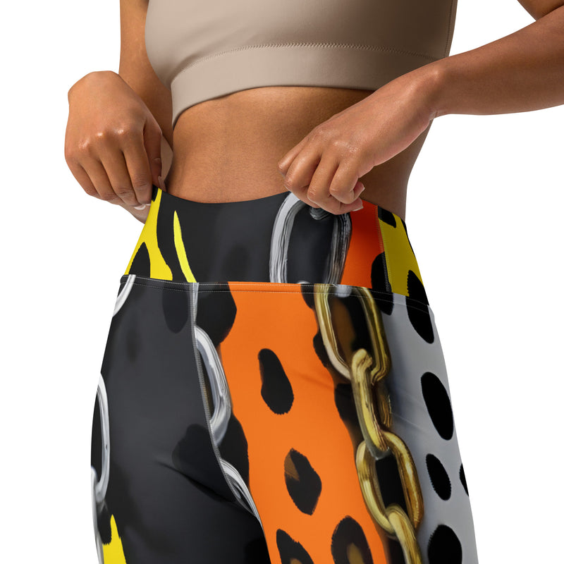 Latina Rocks Orange Animal Print and Chains Yoga Leggings