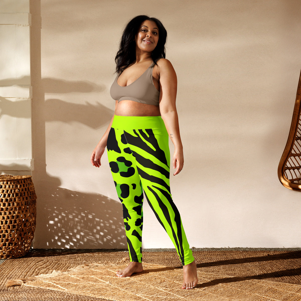 Latina Rocks Lime Green Animal Print Yoga Leggings