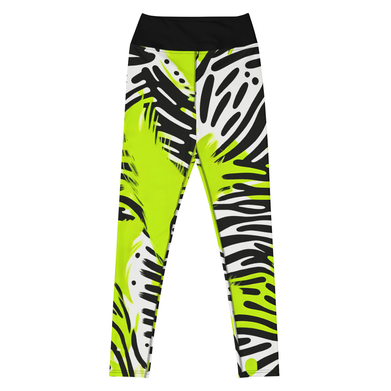 Latina Rocks Neon Green Zebra Print Yoga Leggings