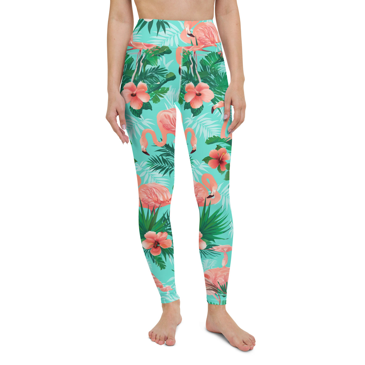 Latina Rocks Pink Flamingo Caribbean Yoga Leggings