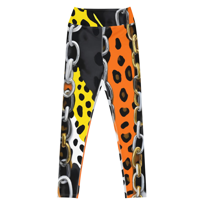 Latina Rocks Orange Animal Print and Chains Yoga Leggings