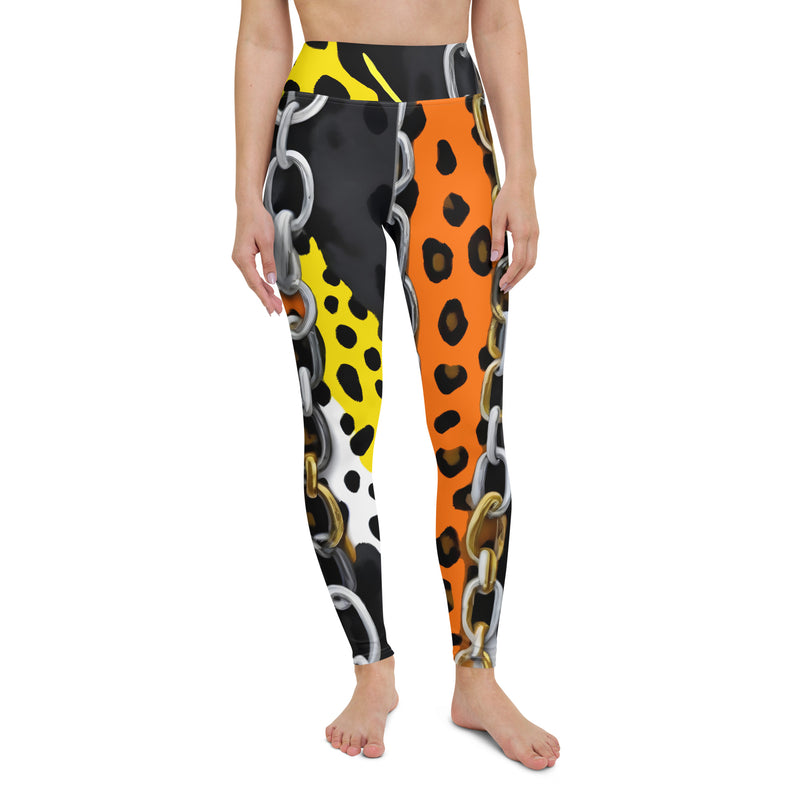 Latina Rocks Orange Animal Print and Chains Yoga Leggings