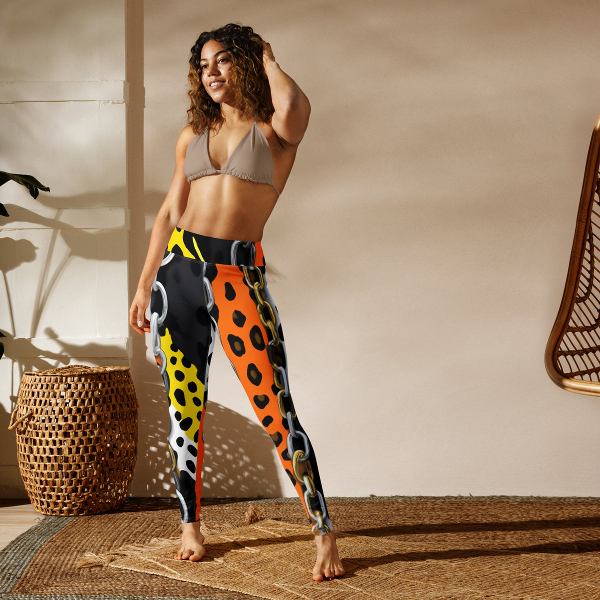 Latina Rocks Orange Animal Print and Chains Yoga Leggings