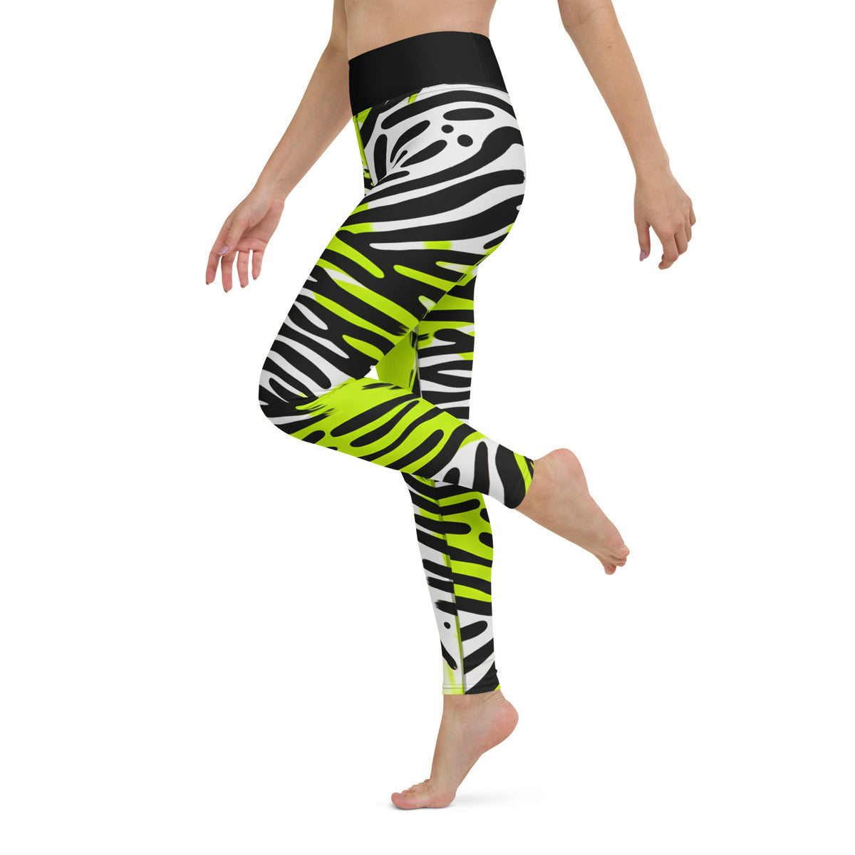 Latina Rocks Neon Green Zebra Print Yoga Leggings