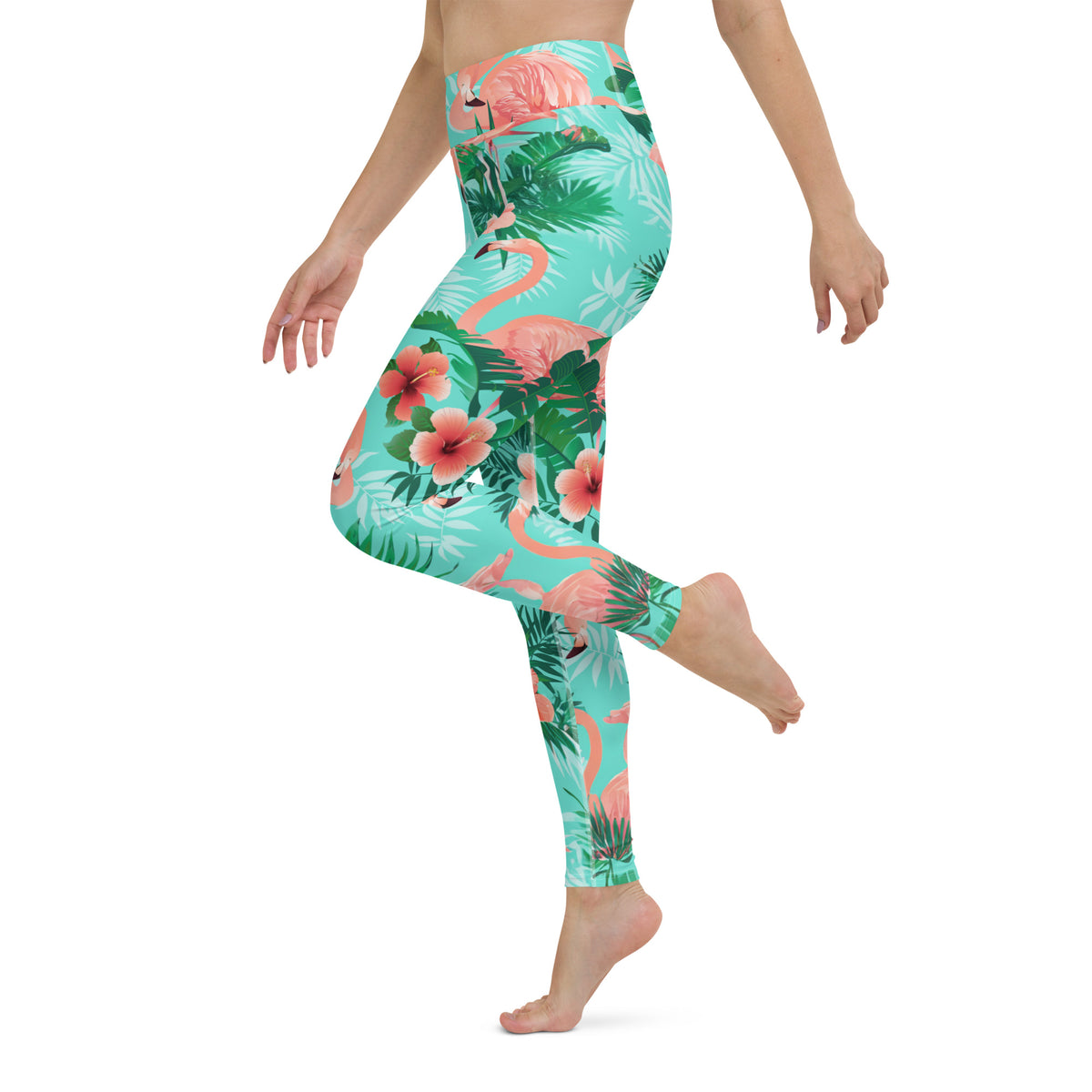 Latina Rocks Pink Flamingo Caribbean Yoga Leggings