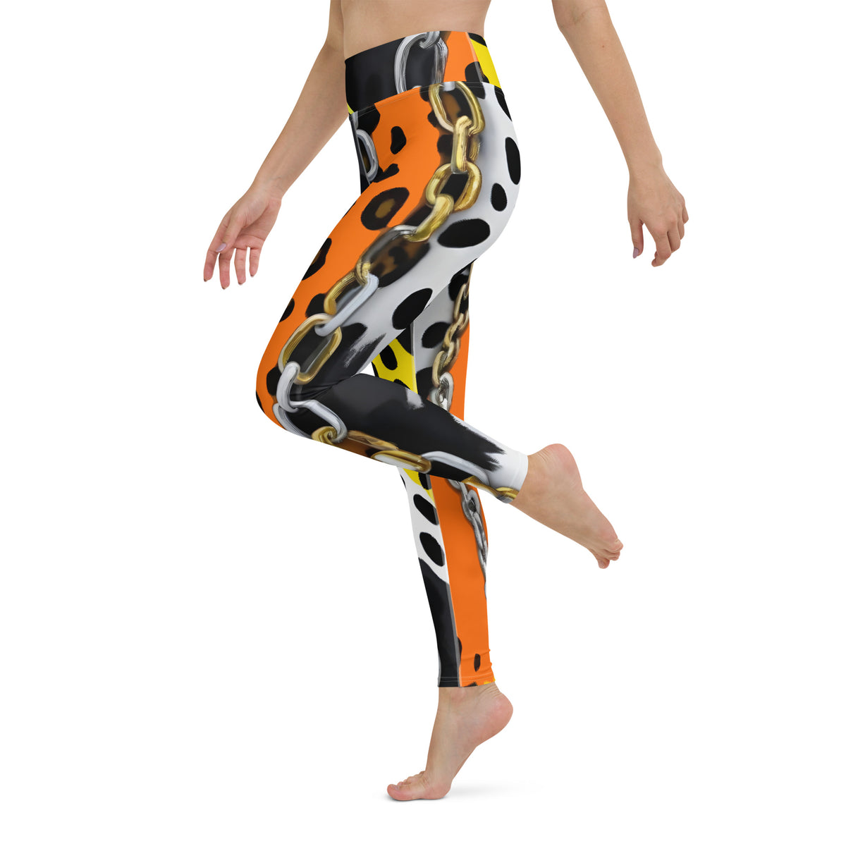 Latina Rocks Orange Animal Print and Chains Yoga Leggings