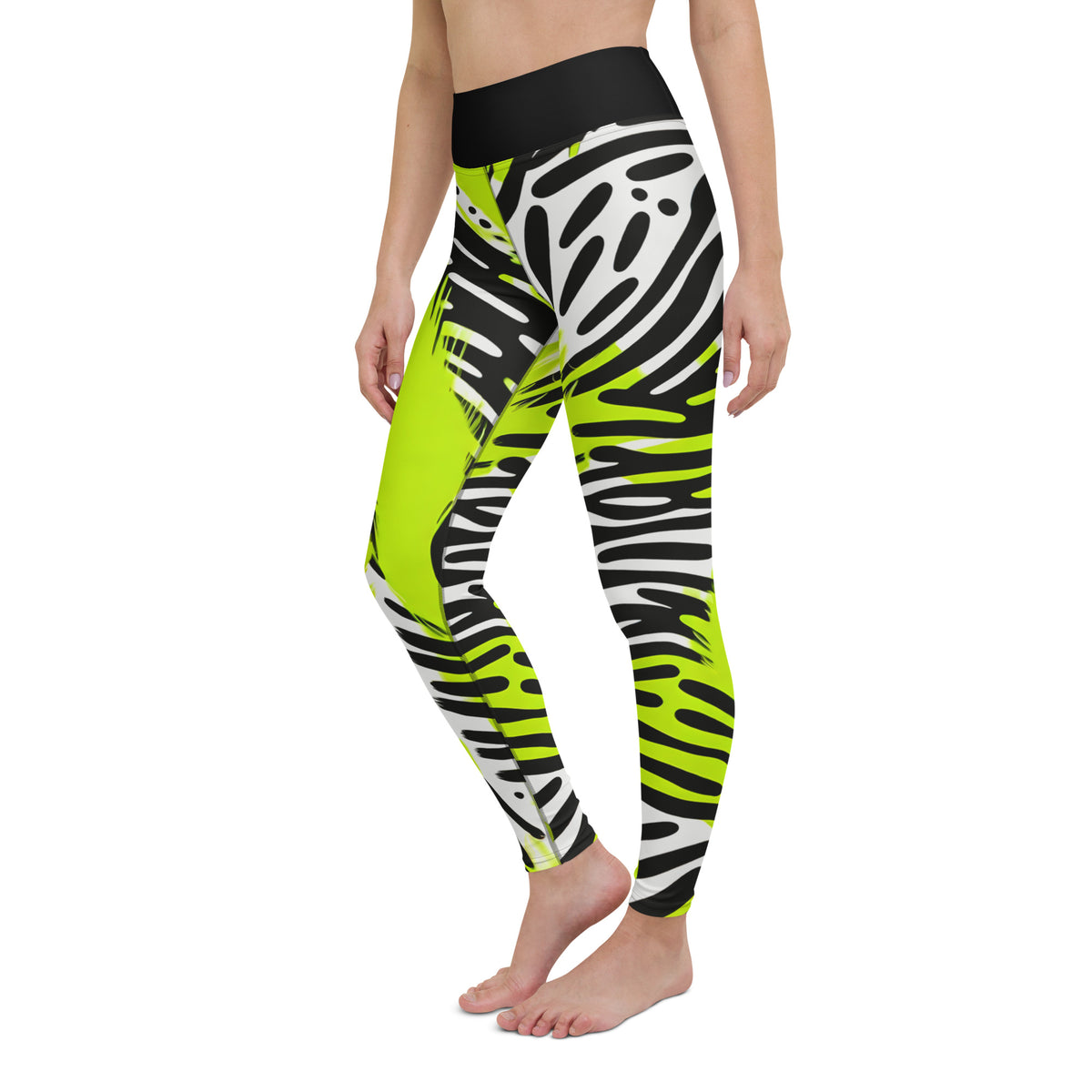 Latina Rocks Neon Green Zebra Print Yoga Leggings