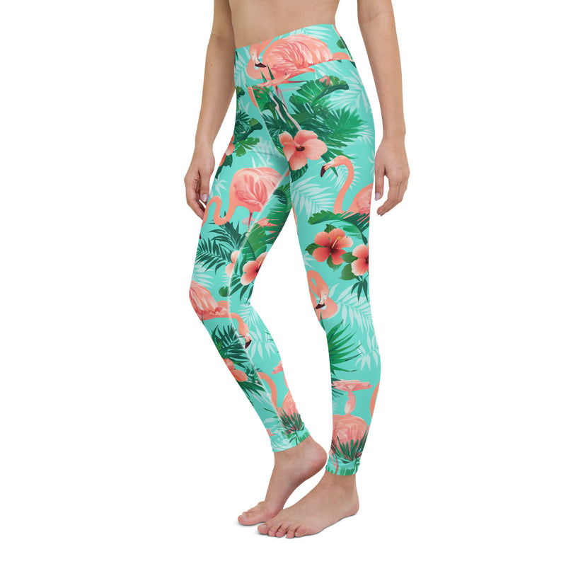 Latina Rocks Pink Flamingo Caribbean Yoga Leggings