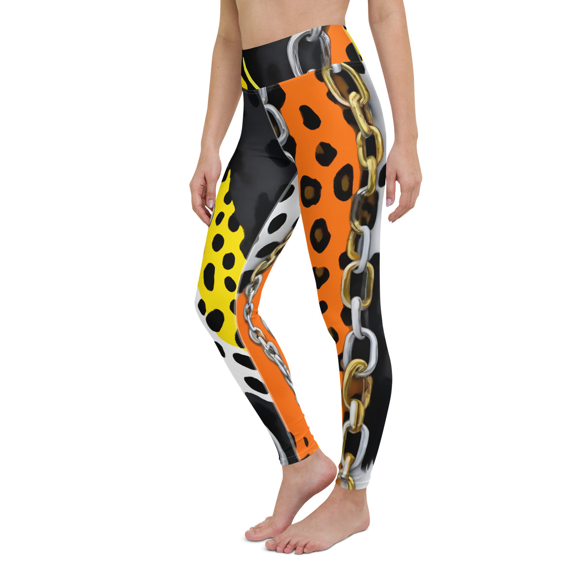 Latina Rocks Orange Animal Print and Chains Yoga Leggings