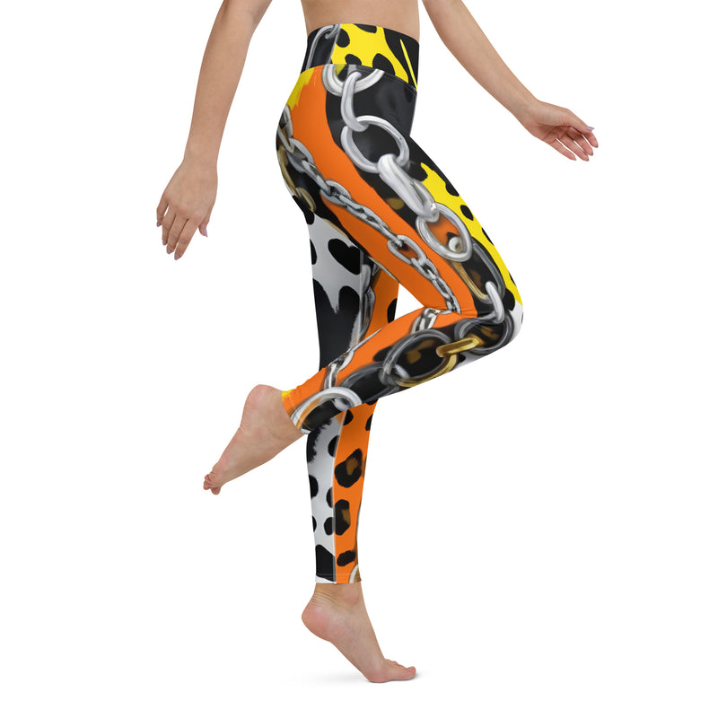 Latina Rocks Orange Animal Print and Chains Yoga Leggings