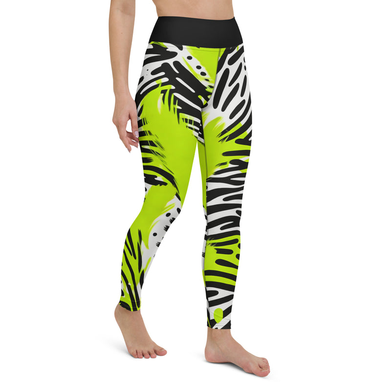 Latina Rocks Neon Green Zebra Print Yoga Leggings