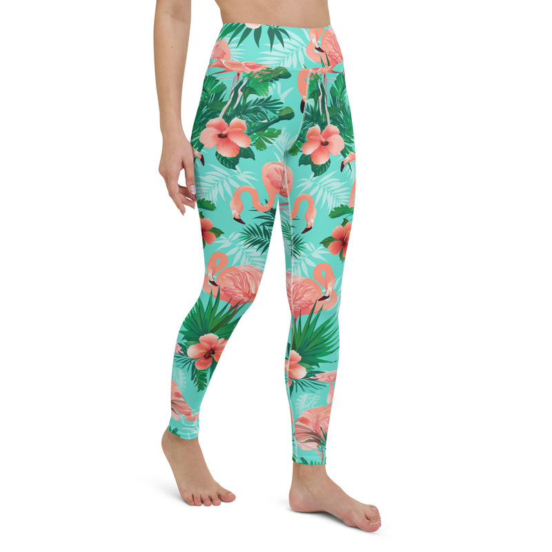 Latina Rocks Pink Flamingo Caribbean Yoga Leggings