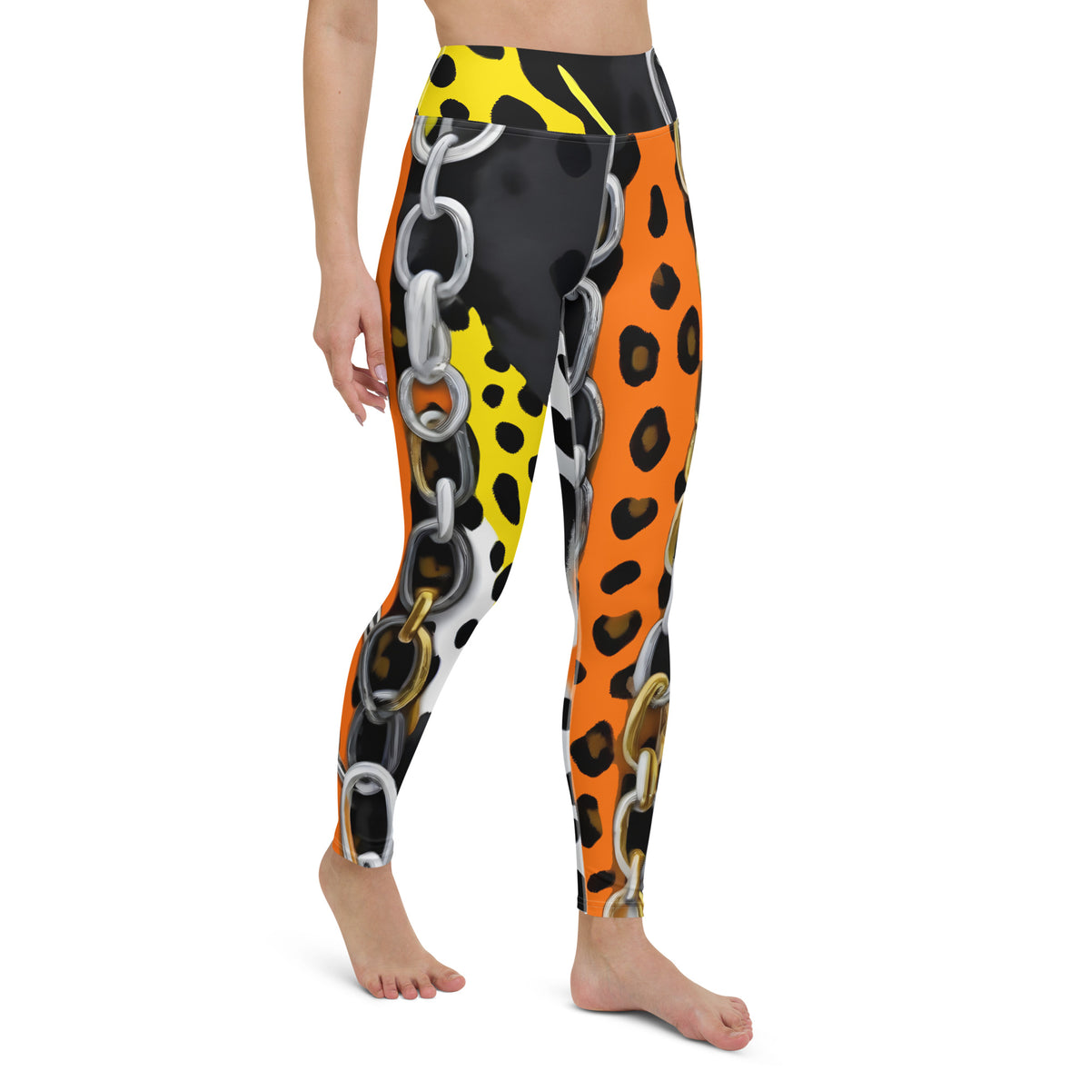 Latina Rocks Orange Animal Print and Chains Yoga Leggings