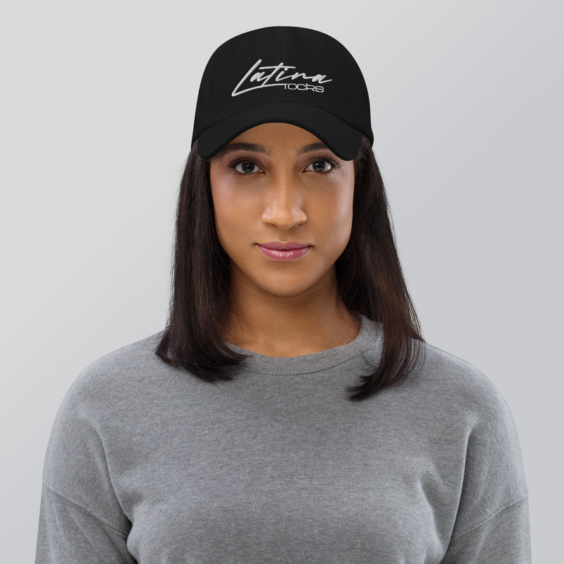 Latina Rocks White on Black Dad hat